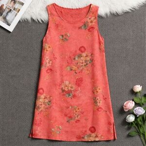 Floral Coral Sleeveless Reversable Dress